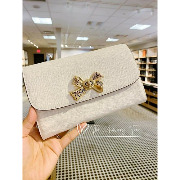 NWT Coach F72903 Chain Crossbody with Crystal Bow Turnlock Leather Org $298 - Picture 8 of 10